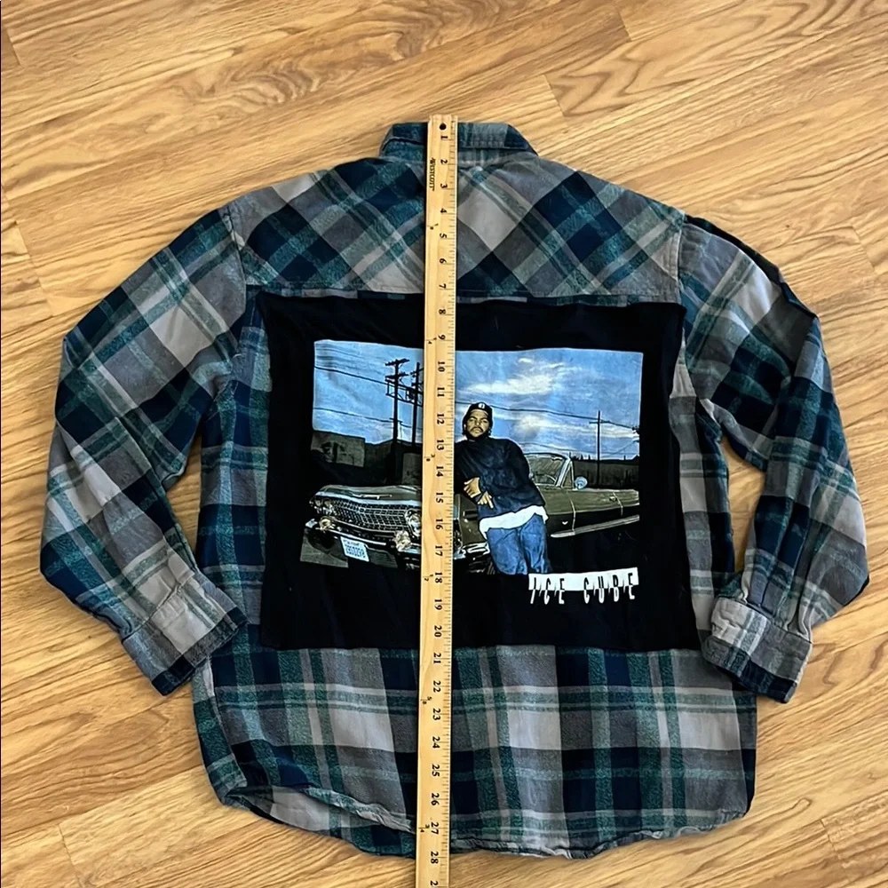 Ice Cube Flannel Shirt upcycled unisex Size XL - Picture 5 of 7